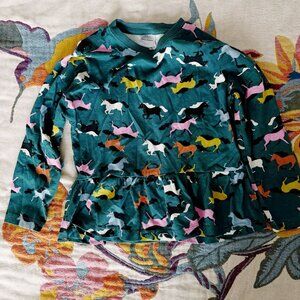 Hanna Andersson Girl Long Sleeve Print Peplum Top 6-7 years